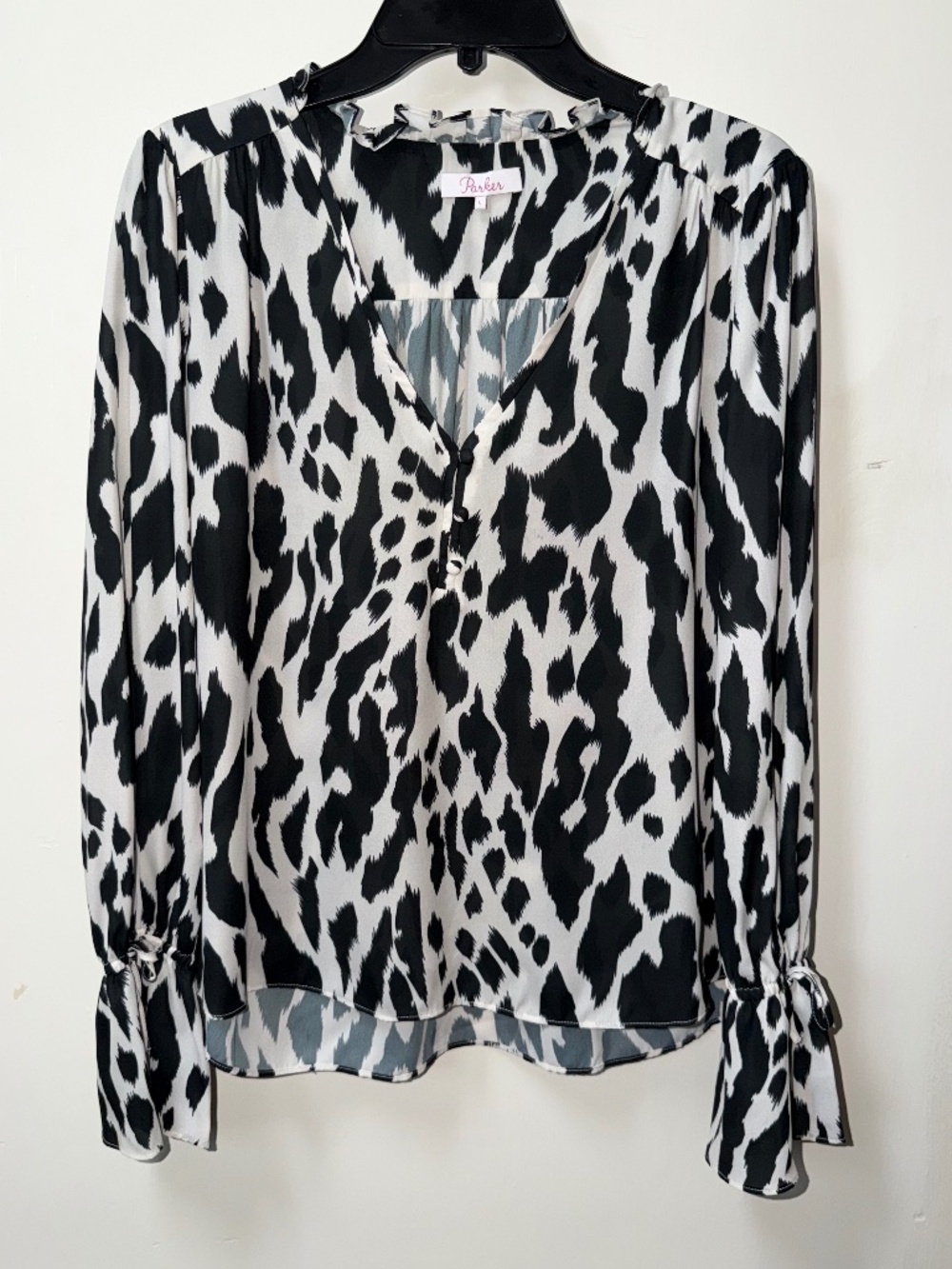 Parker black-and-white animal-print blouse